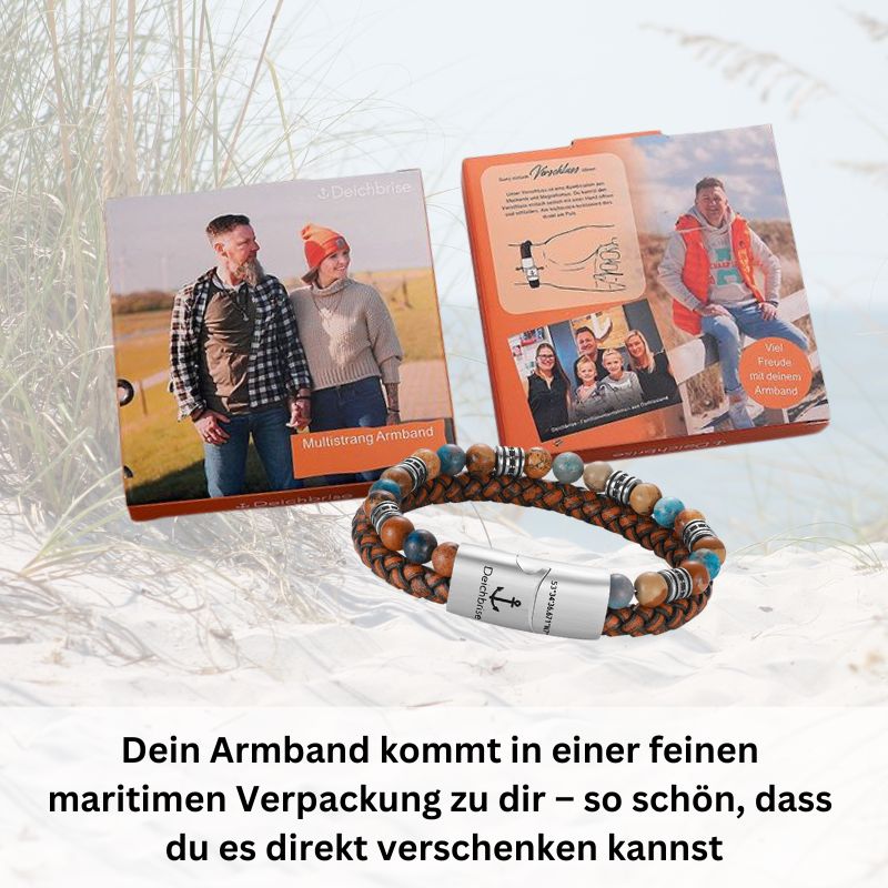 Armband Cala Mendia (Multistrang) Leder, Picture Jasper & Apatit