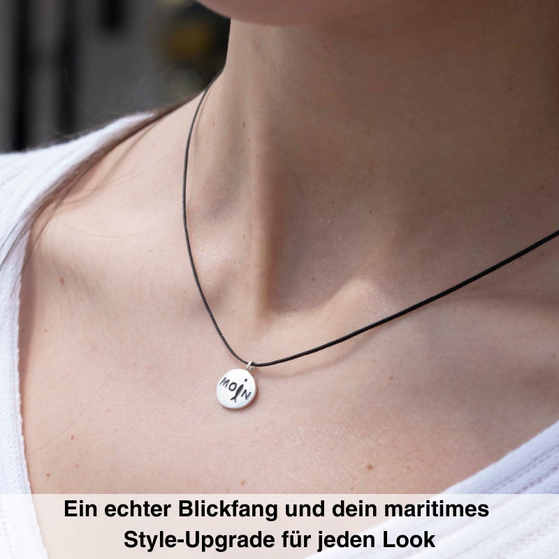 925er Silber-Kette "Moin" (schwarz) (Wachs-Cord)