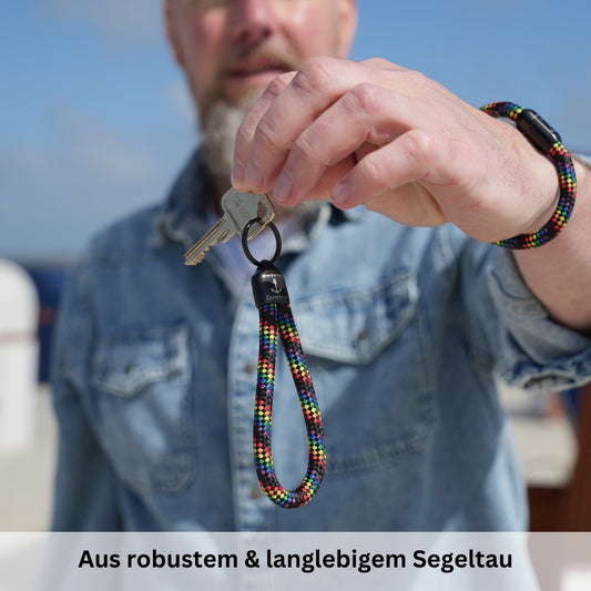 Schlüsselanhänger aus Segeltau Regenbogen (8mm)