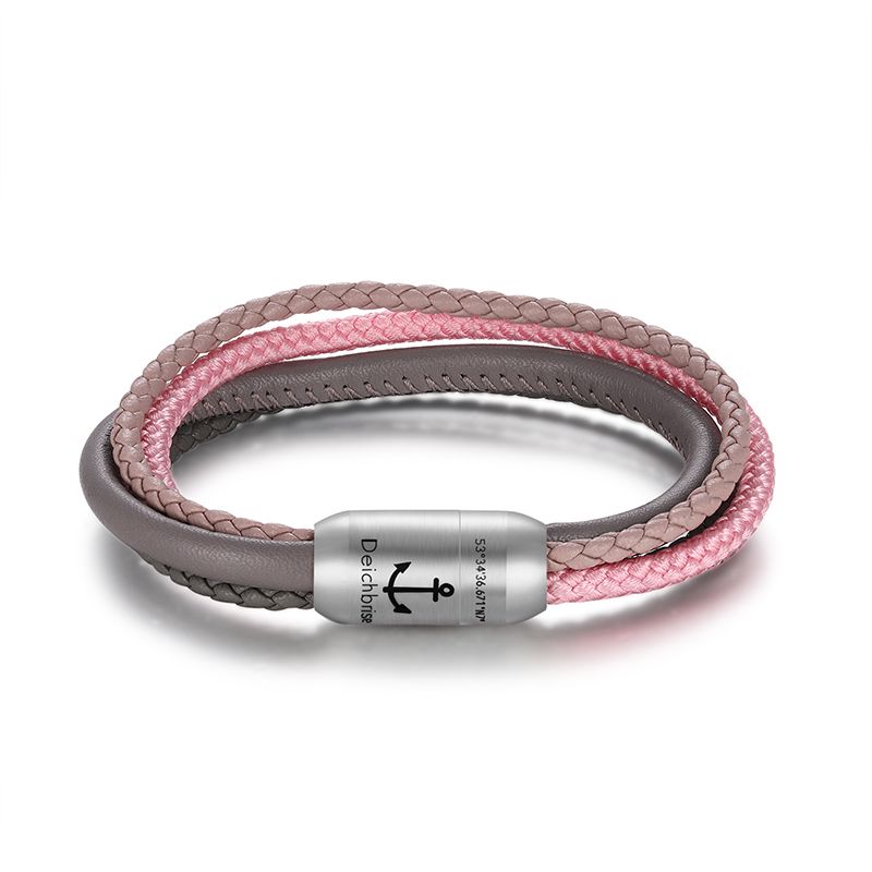 Multistrang Armband Küstenliebe (Segelseil & Fibre Leder) (Veggie)