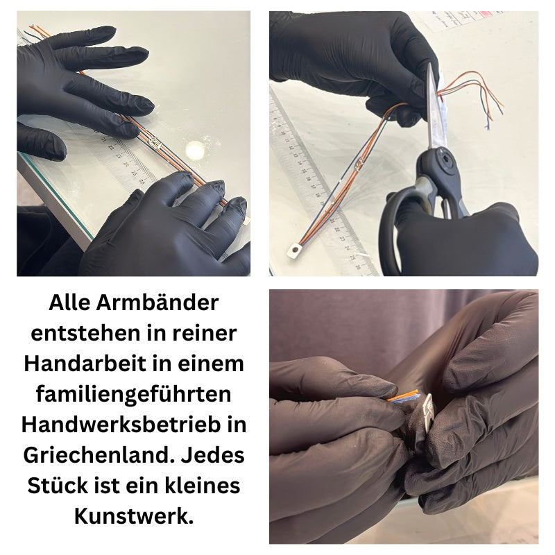 925er Silber-Armband "Kutter" (rostorange-nebelblau) (Wachs-Cord)