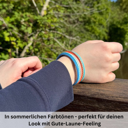 Armband Sunny Beach (Multistrang) mit Segelseil & Leder