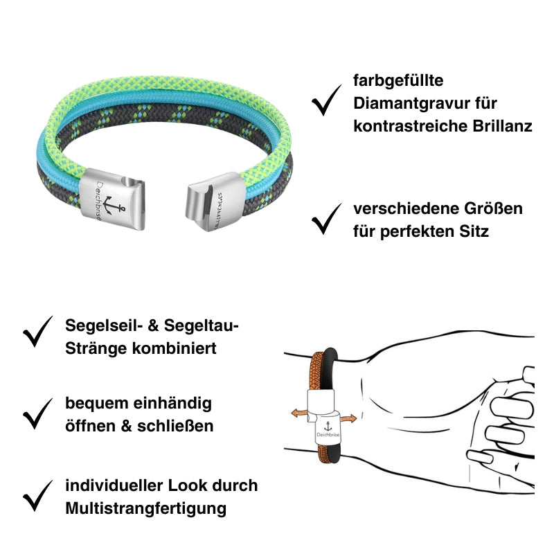 Segelseil-Segeltau Armband Leuchtkraft (Multistrang)