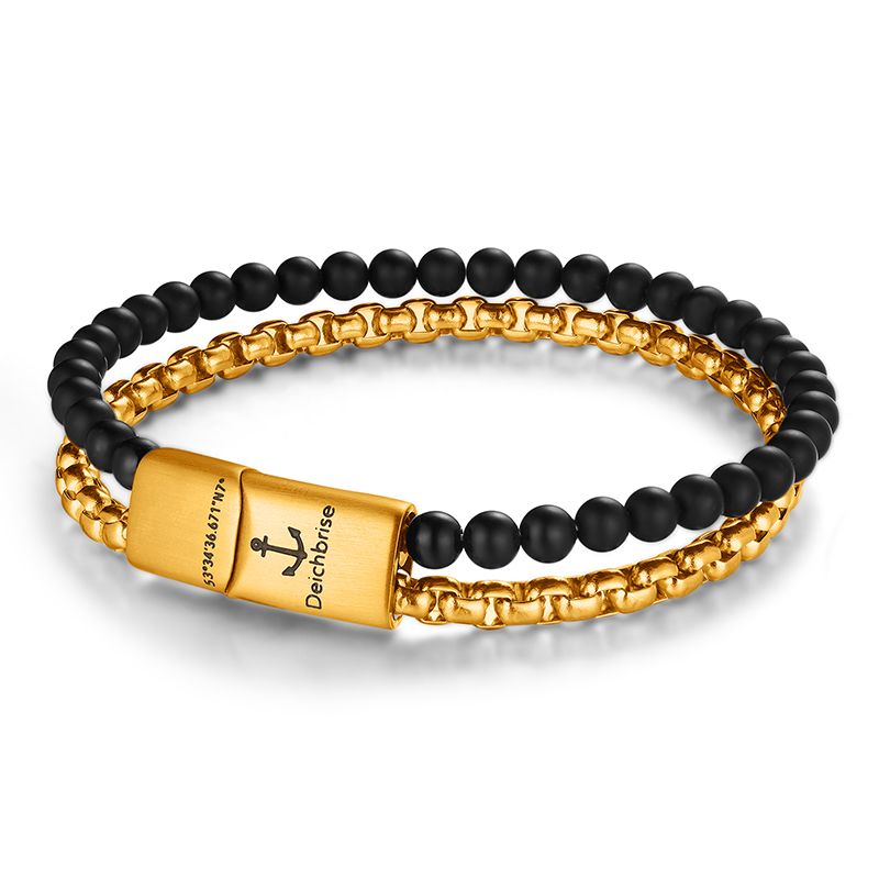 Armband Black Sand (Multistrang) Edelstahl & Onyx