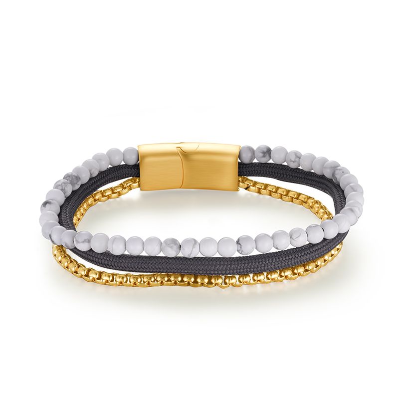 Armband Weisse Düne (Multistrang) Edelstahl, Tau & White-Turquoise