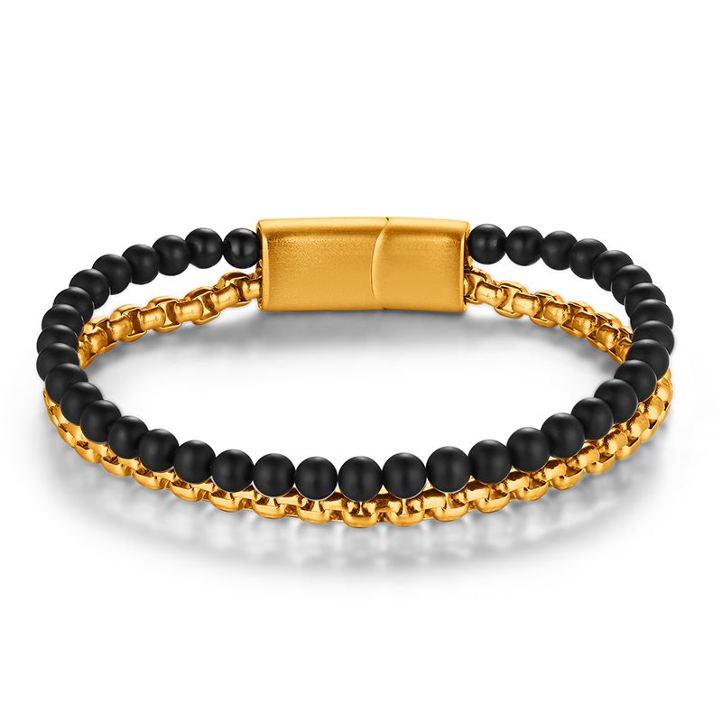 Armband Black Sand (Multistrang) Edelstahl & Onyx