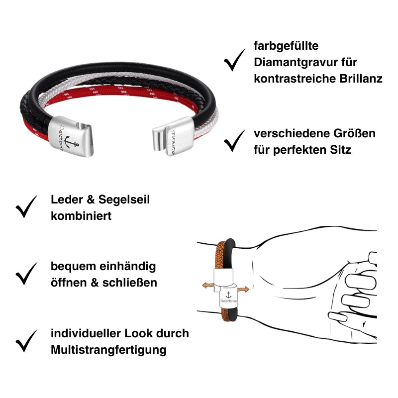 Leder & Segelseil Armband Nordisch (Multistrang)