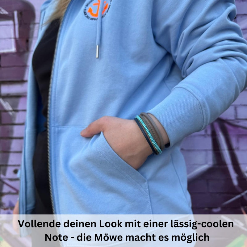 Multistrang Armband Möwe (Segeltau & Fibre Leder) (Veggie)