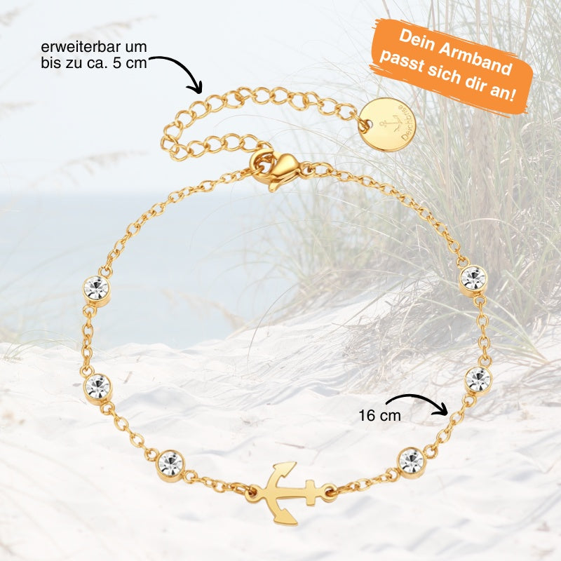 Armband aus Edelstahl Anker (mit Zirkonia-Steinen)