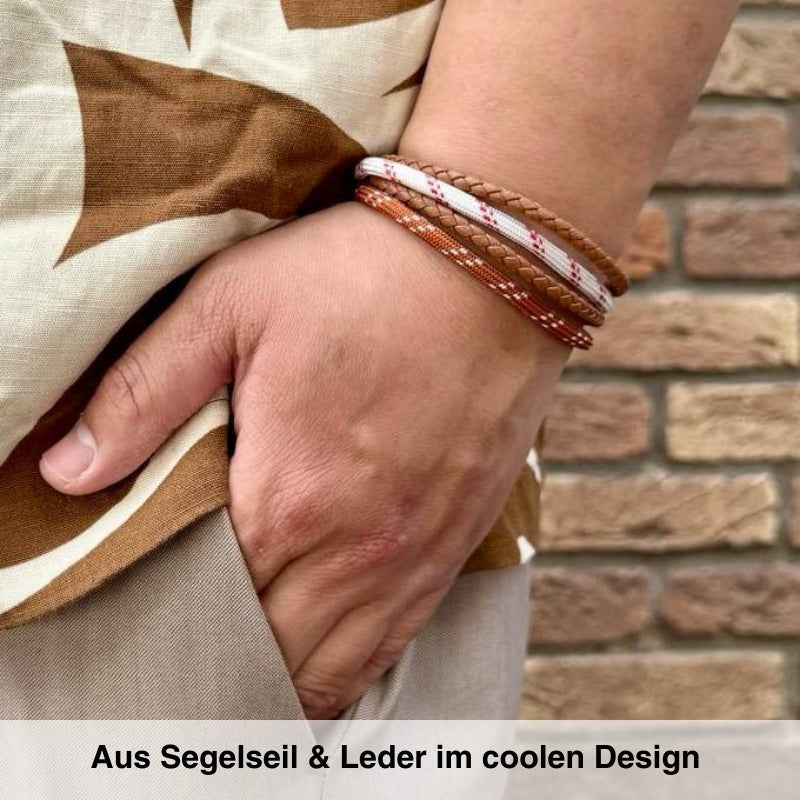 Leder & Segelseil Armband Strandgut (Multistrang)