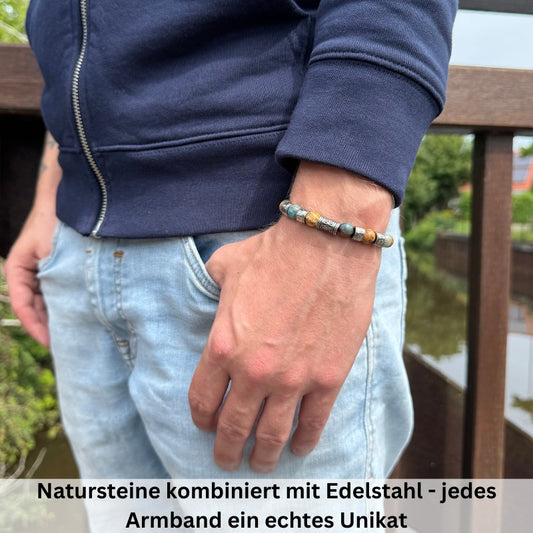 Armband Cala Mendia Edelstahl, Picture Jasper & Apatit