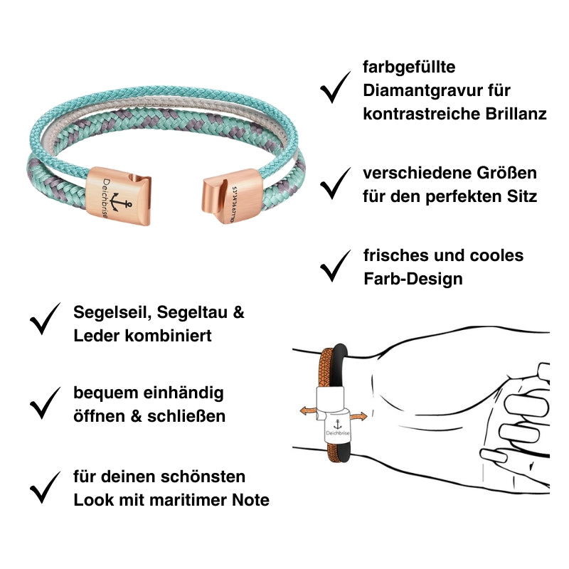 Leder & Segeltau Armband Sue (Multistrang)