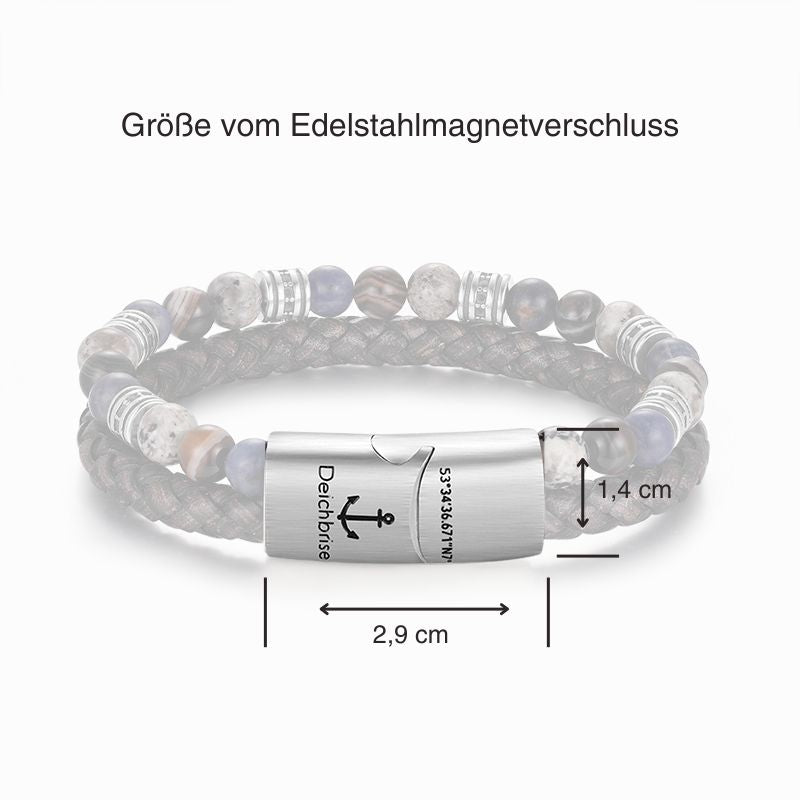 Armband Meereswellen (Multistrang) Achat, Feuerstein & Sodalith