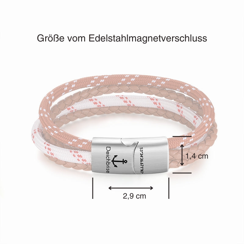 Leder & Segelseil Armband Strandgut (Multistrang)