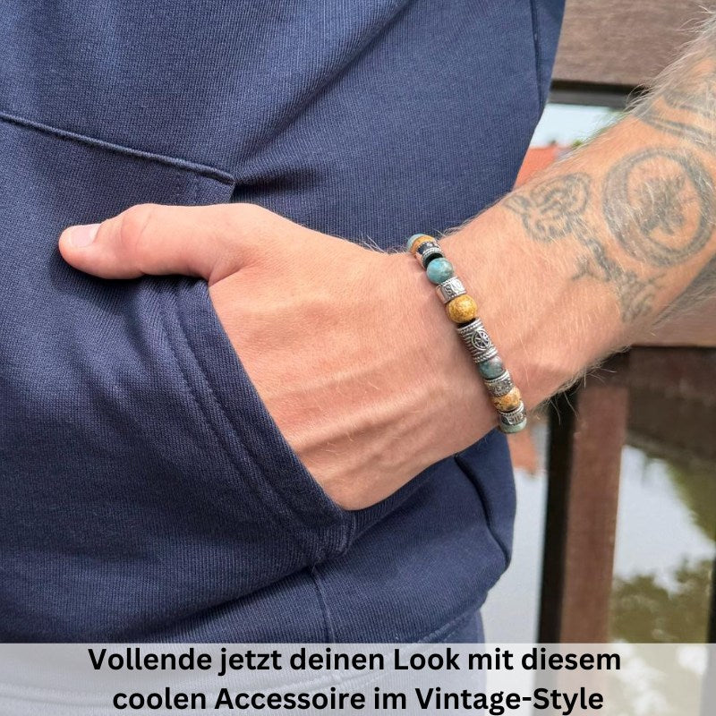 Armband Cala Mendia Edelstahl, Picture Jasper & Apatit