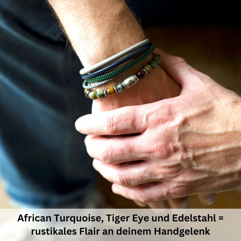 Armband Playa Beach African Turquoise, Tiger Eye & Edelstahl
