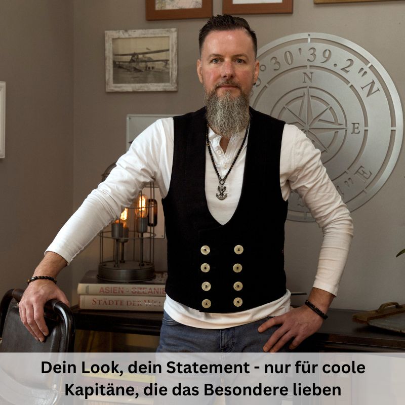 Armband Black Beach (Multistrang) Leder, Edelstahl, Onyx & Tiger-Eye (Kapitän rockt)