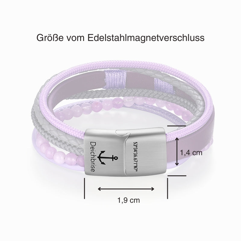 Schmuckset "Lila Jade" - Kette (75cm) mit Armband