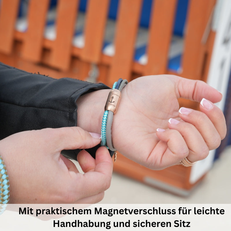 Multistrang Armband Möwe (Segeltau & Fibre Leder) (Veggie)