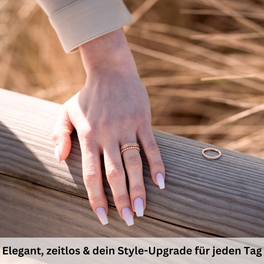 Stapelring-Set Wellenglitzern