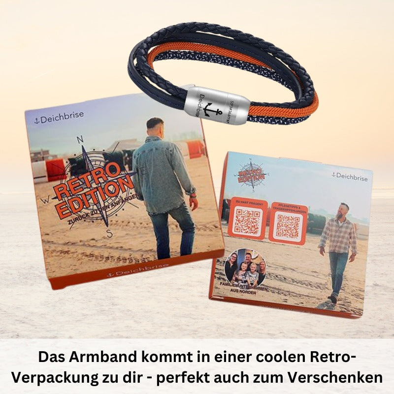 Multistrang Armband Blue Sun (Segelseil & Fibre Leder) (Veggie)