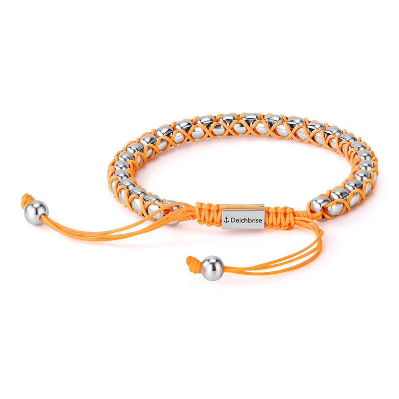 Armband Strandbegleiter aus Segelseil & Edelstahl (Orange)