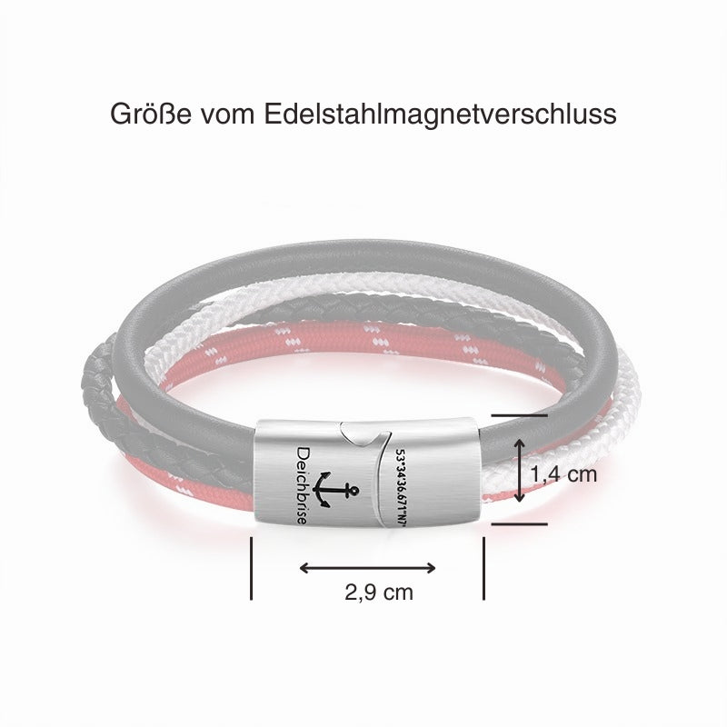 Leder & Segelseil Armband Nordisch (Multistrang)