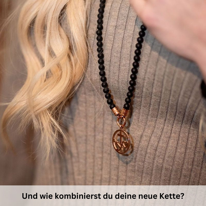 Kette Onyx 6mm (mit Rund-Karabiner) aus Edelstahl