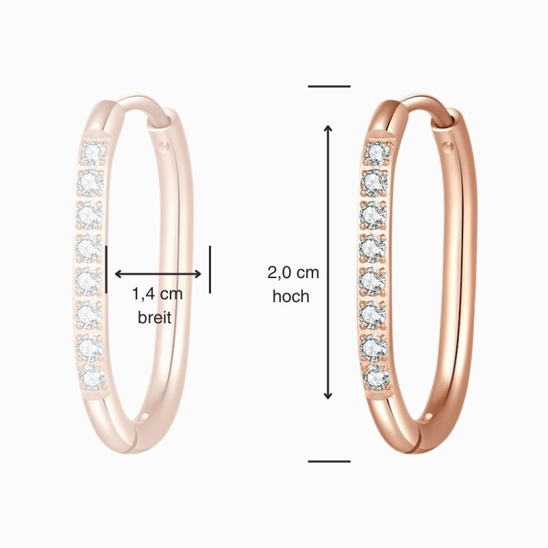 Ovale Creolen mit Steinen für Charm Anhänger (groß | 20 mm) aus Edelstahl (Paar)