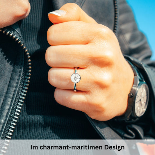 Ring Kompass aus Edelstahl (Stapelring)