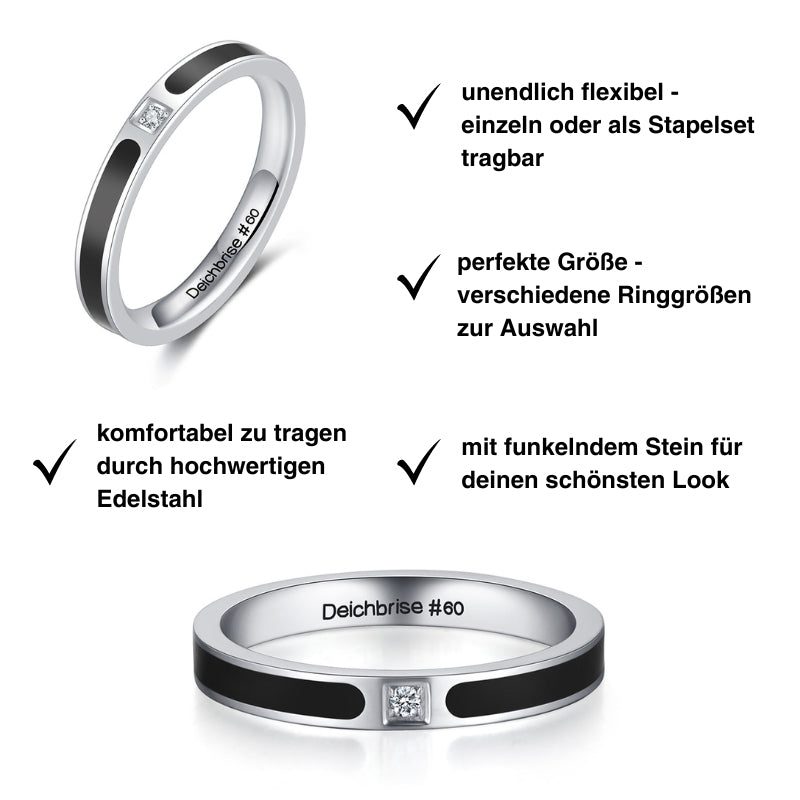 Ring aus Edelstahl mit Stein (Stapelring)