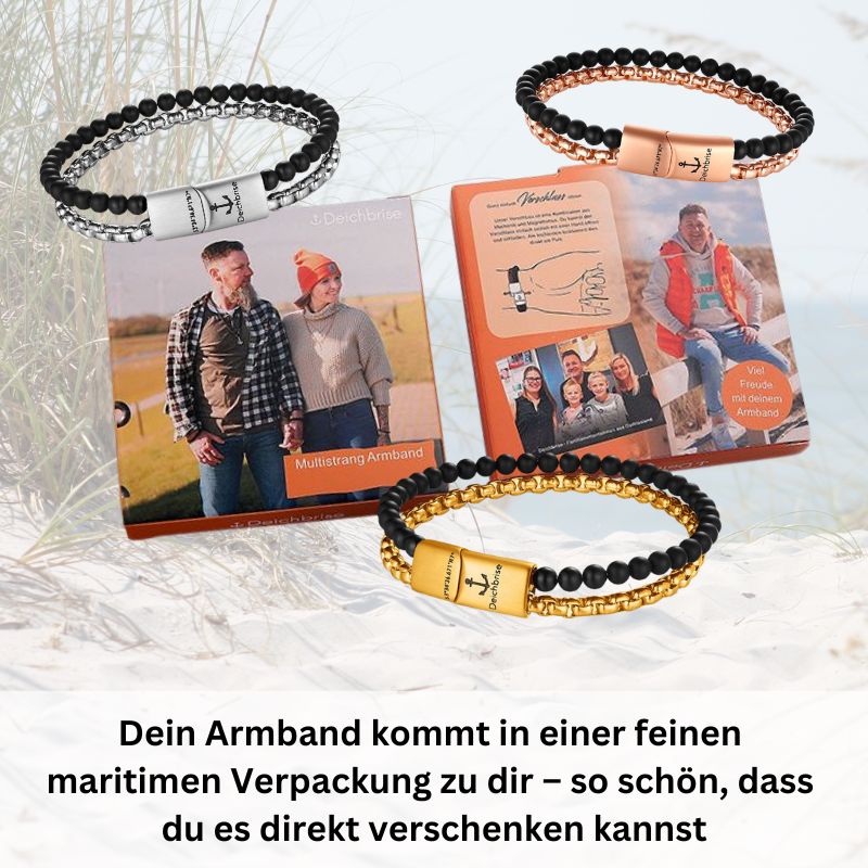 Armband Black Sand (Multistrang) Edelstahl & Onyx