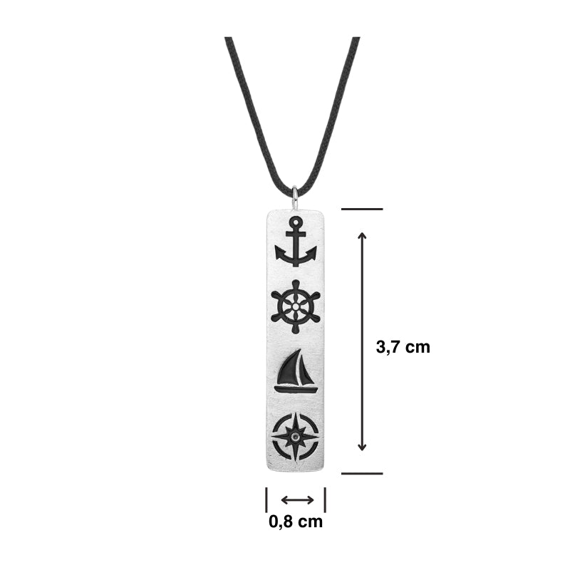 925er Silber-Kette "Steuermanns Heimathafen" (schwarz) (Wachs-Cord)
