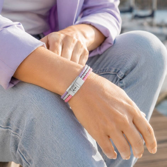 Leder & Segelseil Armband Zart-Pastell (Multistrang)