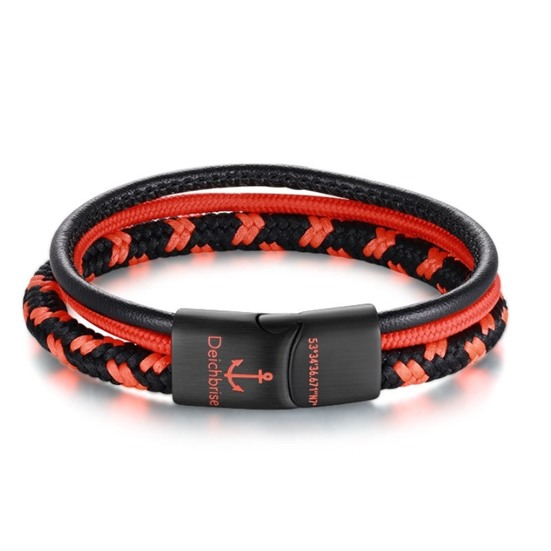 Segeltau & Leder Armband Leuchtfeuer (Multistrang)