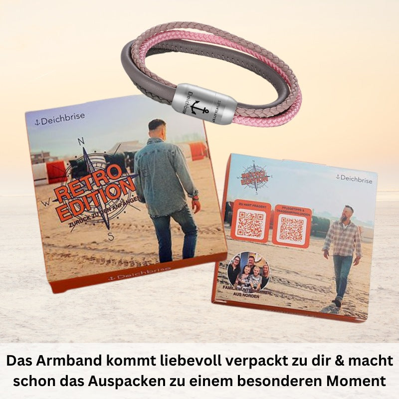 Multistrang Armband Küstenliebe (Segelseil & Fibre Leder) (Veggie)