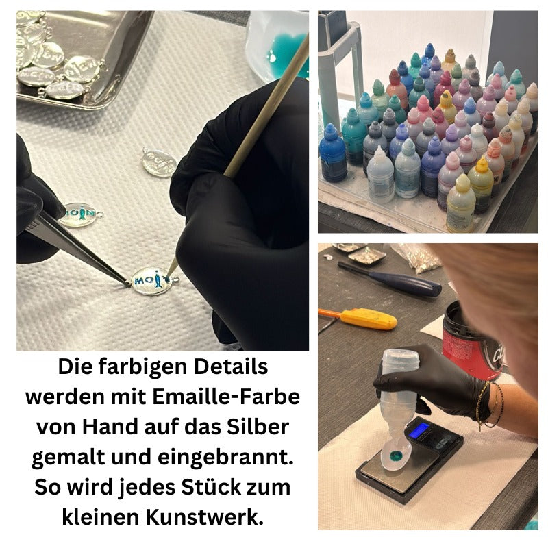 925er Silber-Kette "Moin" (türkis) (Wachs-Cord)