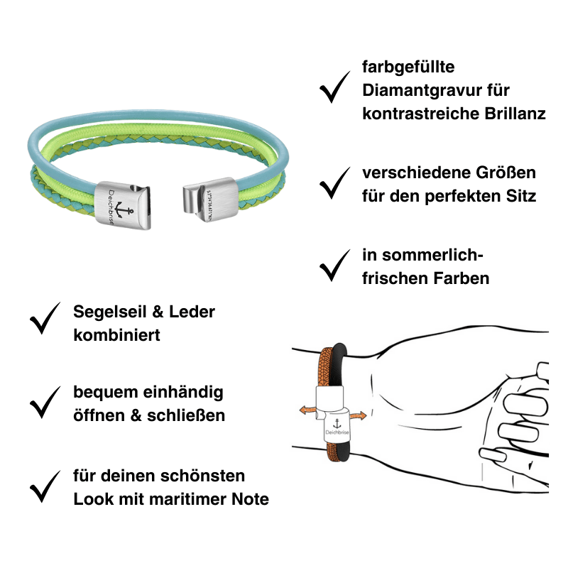 Leder & Segelseil Armband Fresh Day (Multistrang)