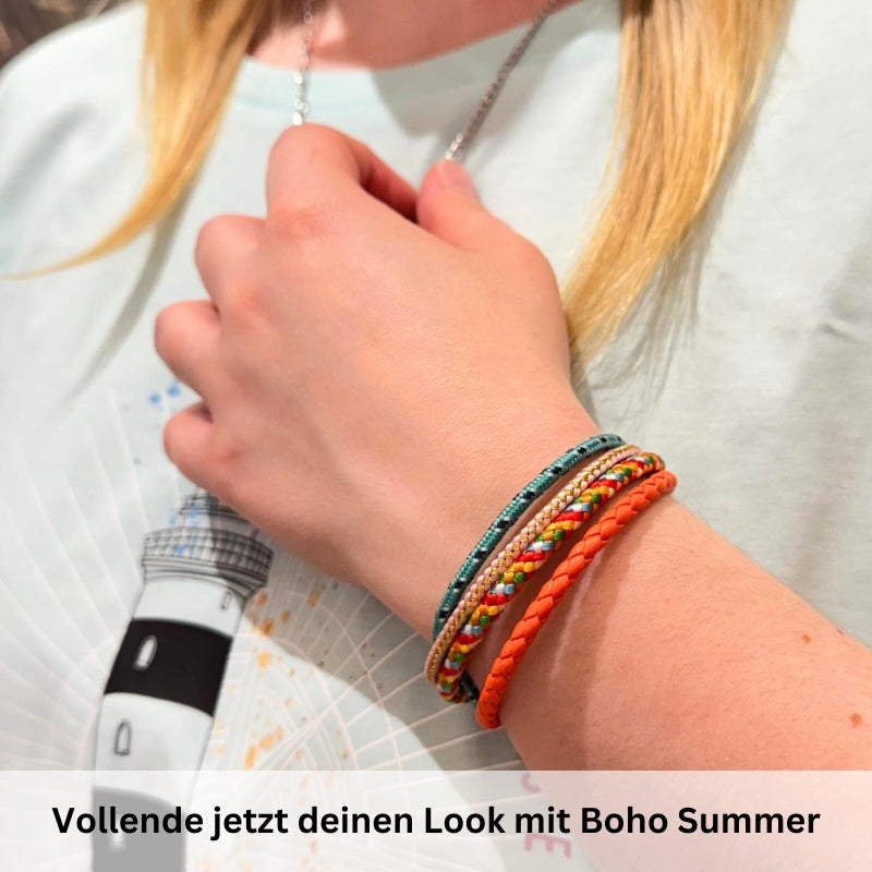 Multistrang Armband Boho Summer (Segelseil & Fibre Leder) (Veggie)