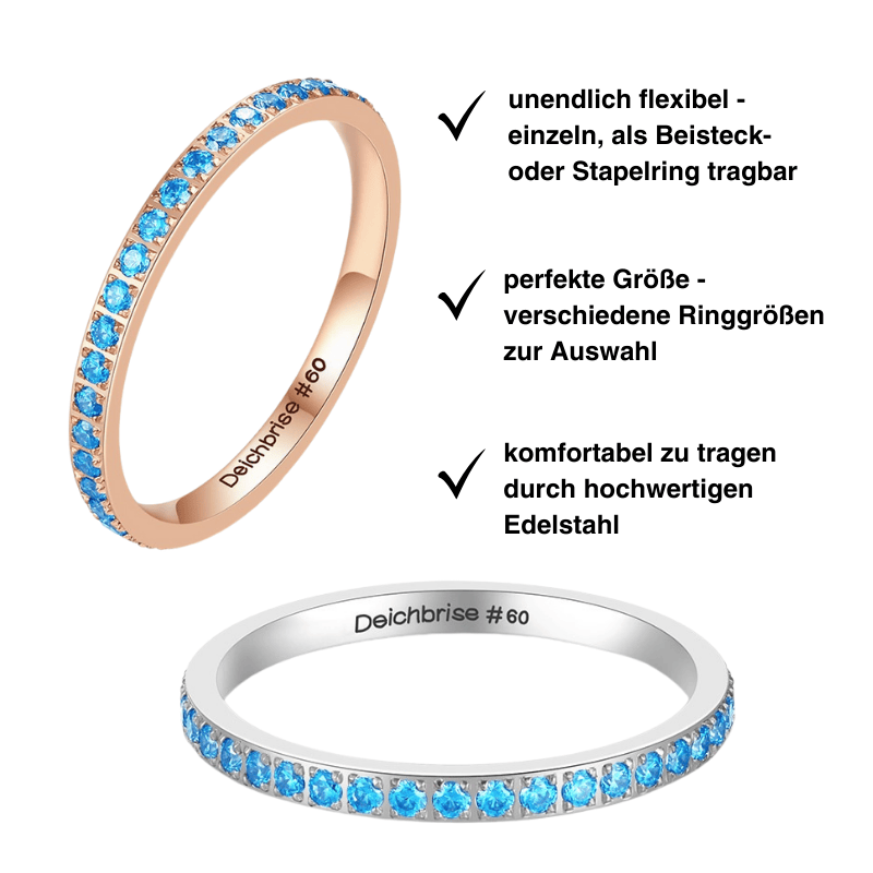 Ring Bling Bling (türkis) aus Edelstahl (Stapelring)