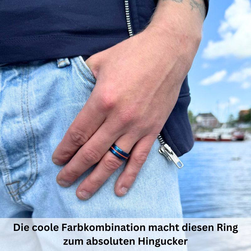 Unisex Ring zweifarbig (Amrum, Windstärke, Kitesurfer)