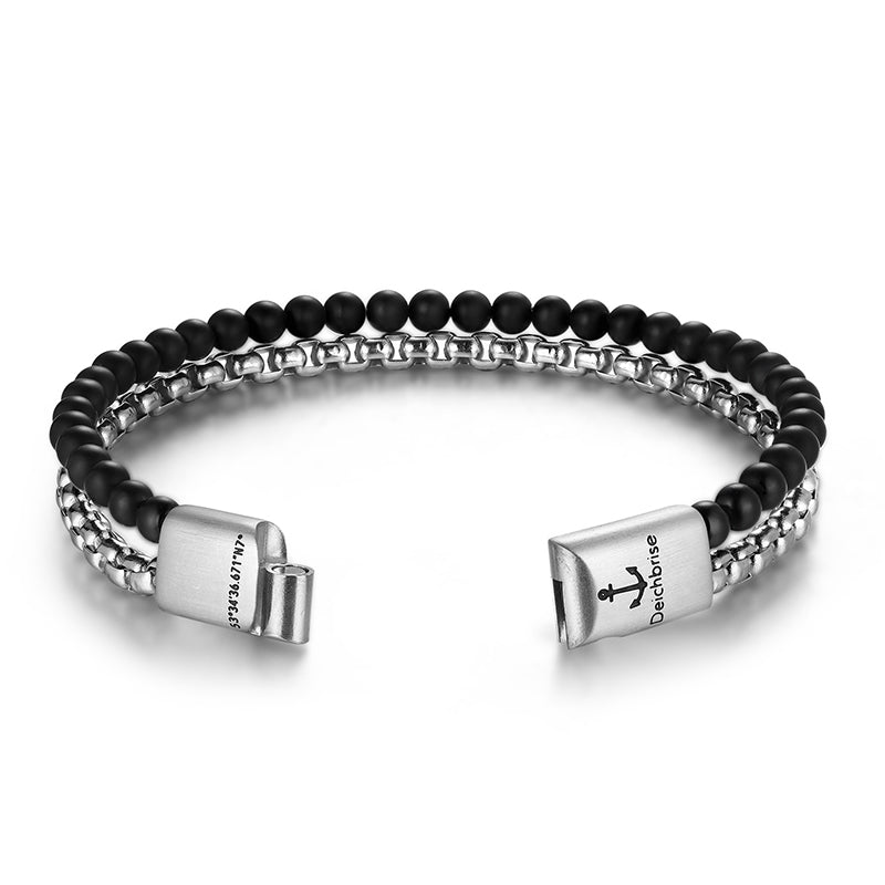 Armband Black Sand (Multistrang) Edelstahl & Onyx