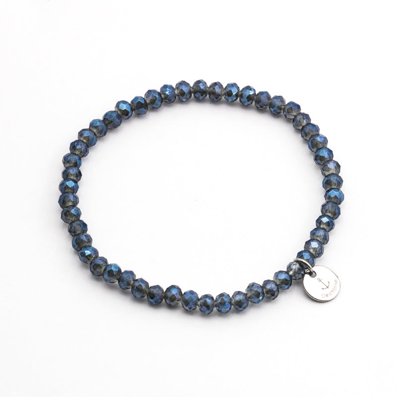 Glasschliffarmband (greyblue-shine)