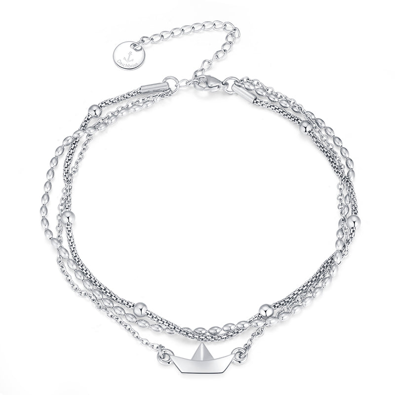 Fußkettchen aus Edelstahl Papierschiffchen