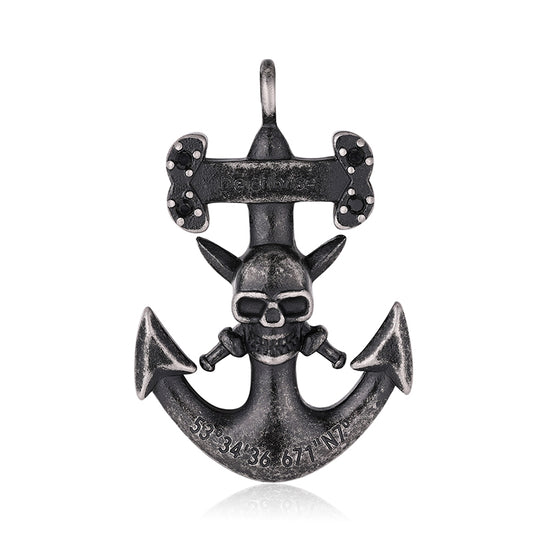 Kettenanhänger Big Anker mit Totenkopf aus Edelstahl