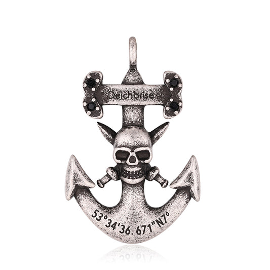 Kettenanhänger Big Anker mit Totenkopf aus Edelstahl