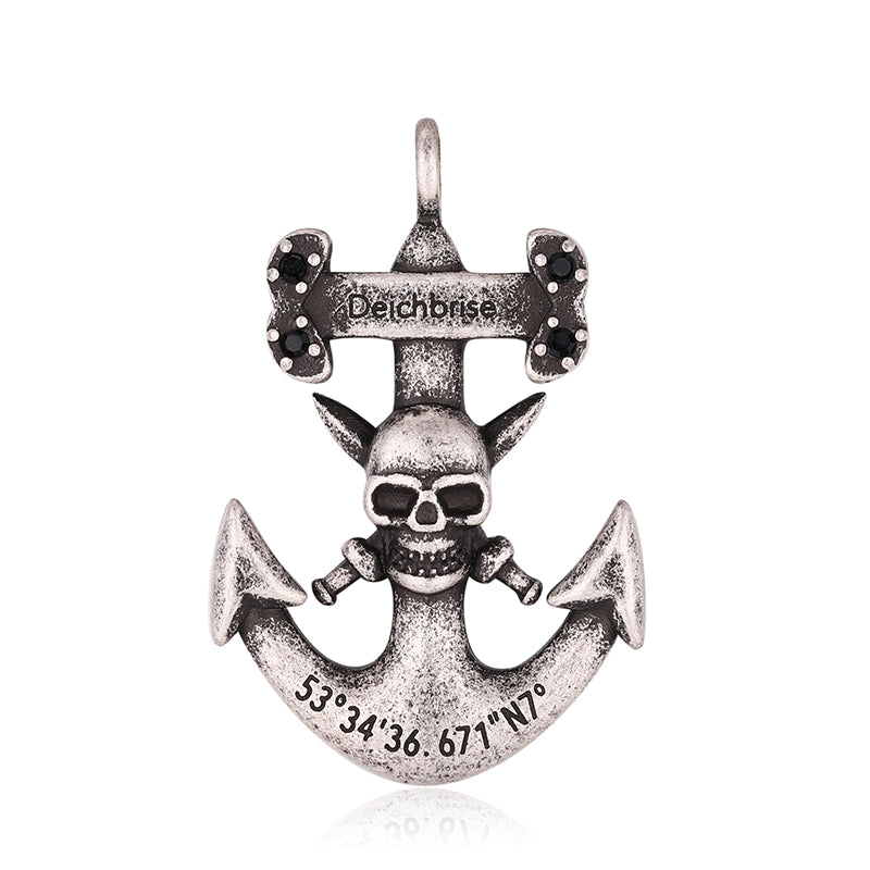 Kettenanhänger Big Anker mit Totenkopf aus Edelstahl