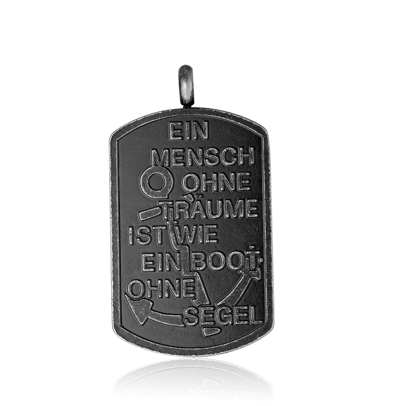 Kettenanhänger "Ein Mensch ohne Träume" aus Edelstahl
