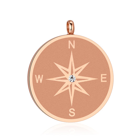 Kettenanhänger Kompass (groß) aus Edelstahl mit Stein