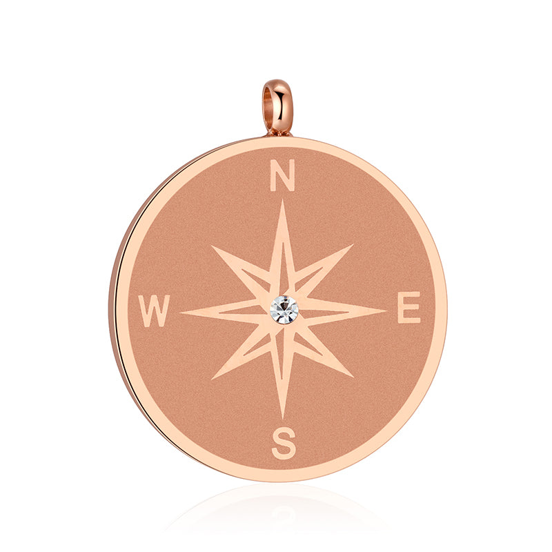 Kettenanhänger Kompass (groß) aus Edelstahl mit Stein
